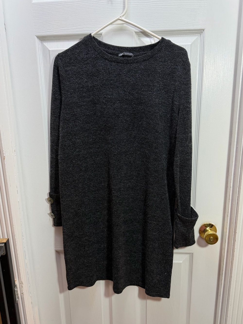 Zara Dark Charcoal Crew Neck Sweater Dress